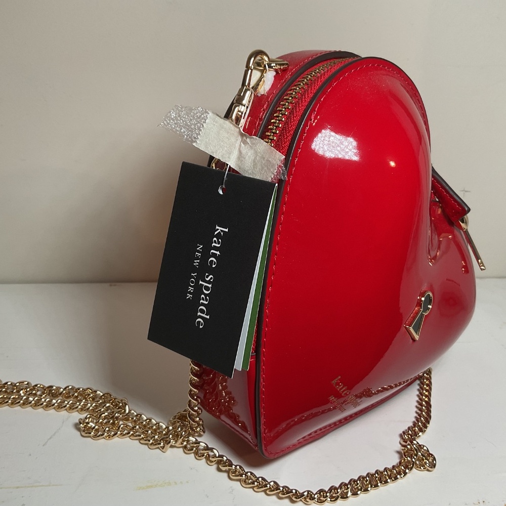 New Kate Spade New York Key to My Heart Patent 3D Crossbody Bag - Picture 2 of 3